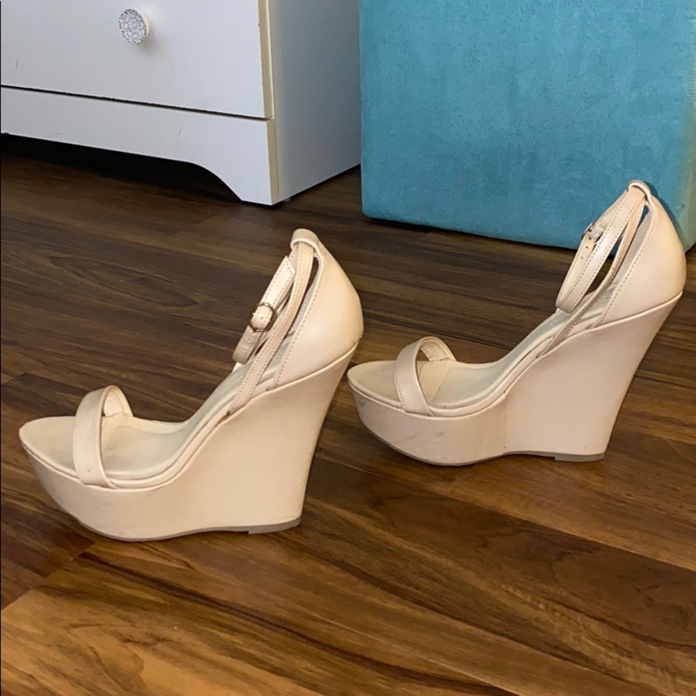Tan strappy wedges